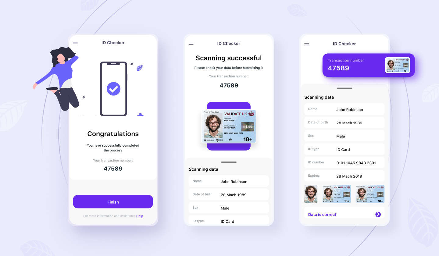 Identity verification app design preview