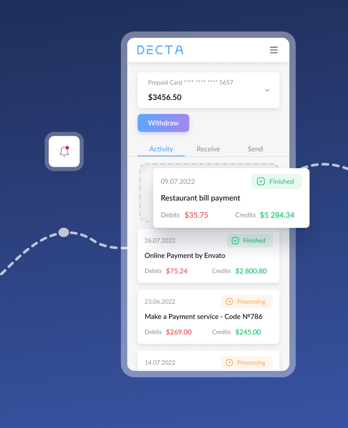 Online payment and card issuance tool preview