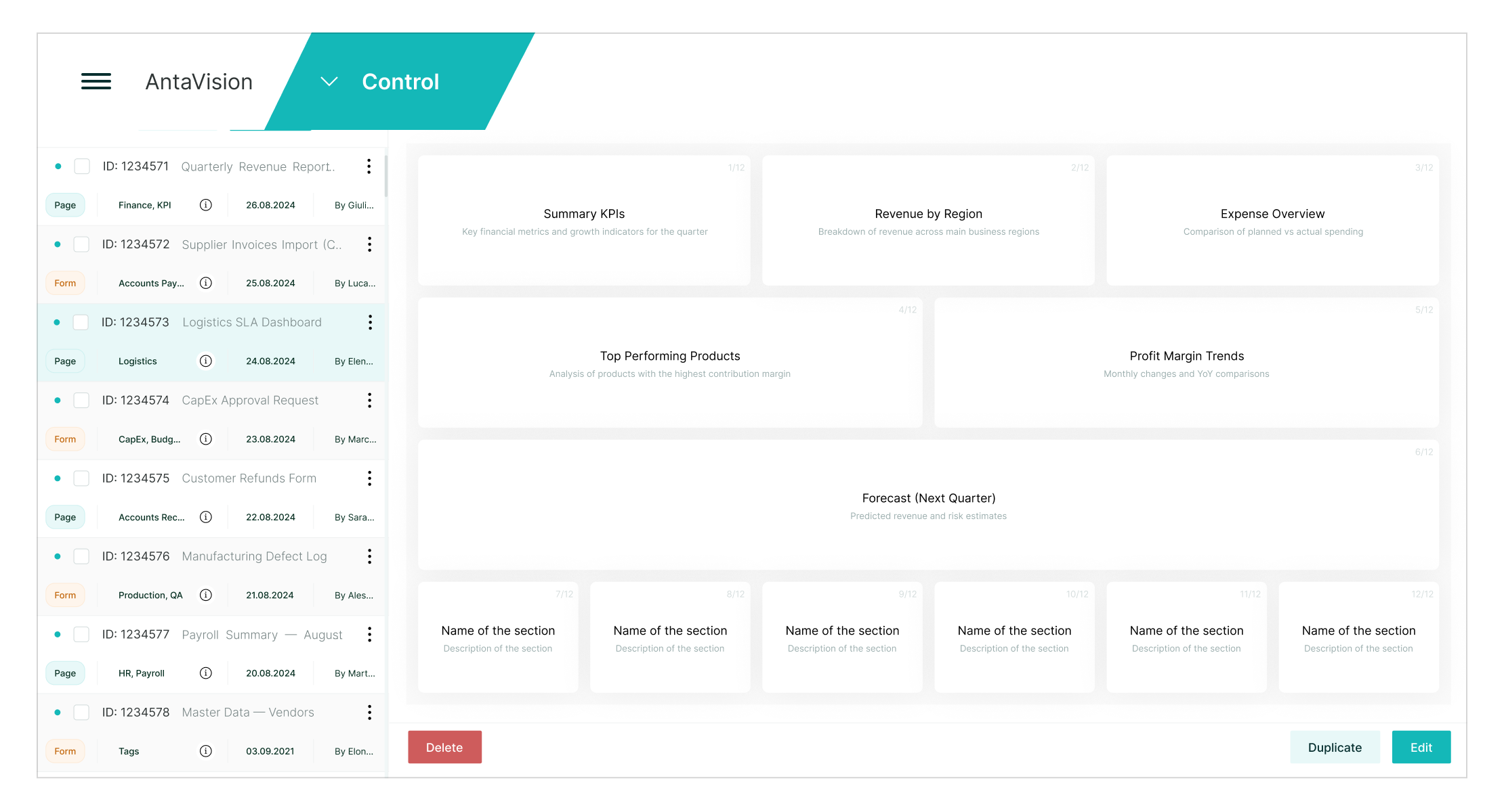 Interactive editor for financial reports