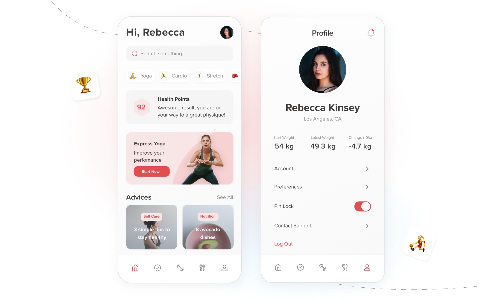 User interface pages
