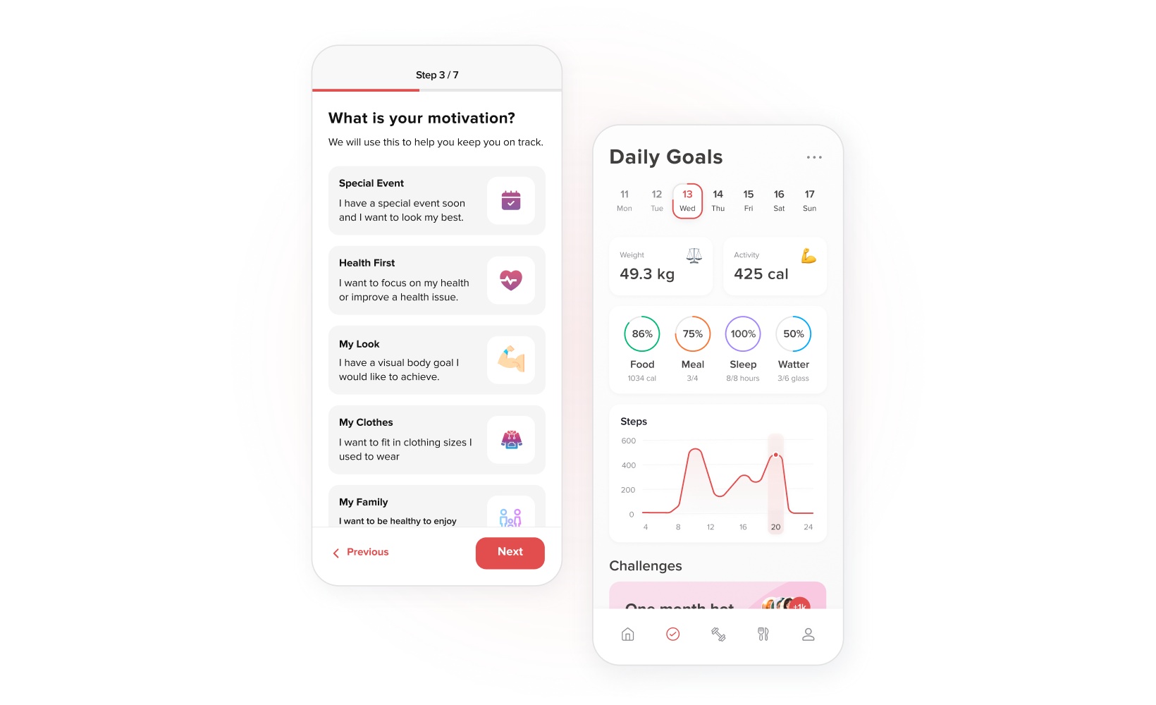 User interface pages