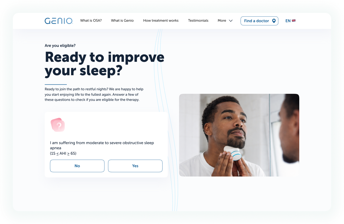Questionnaire to verify eligibility for the therapy